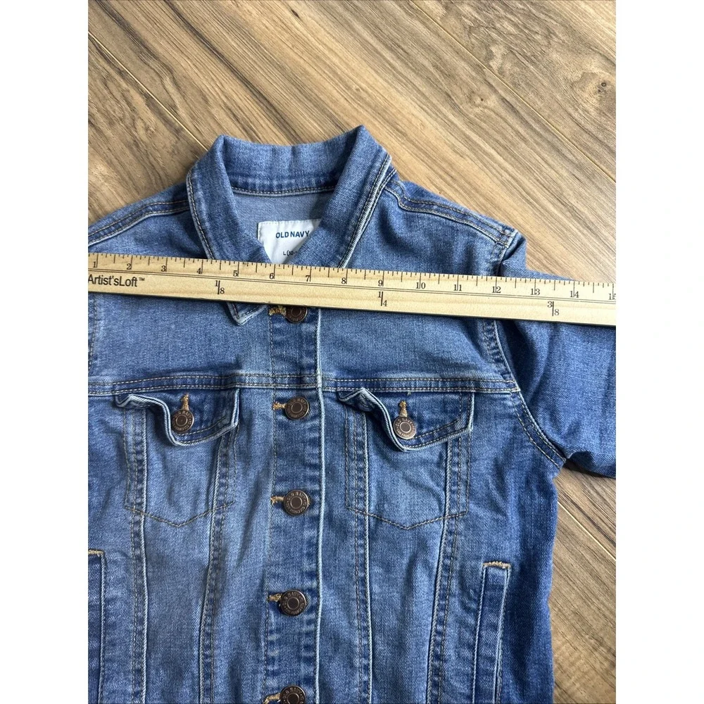 Old Navy Girls Med Wash Denim Button Up Blue Jean Jacket, Size L‎ (10-12)